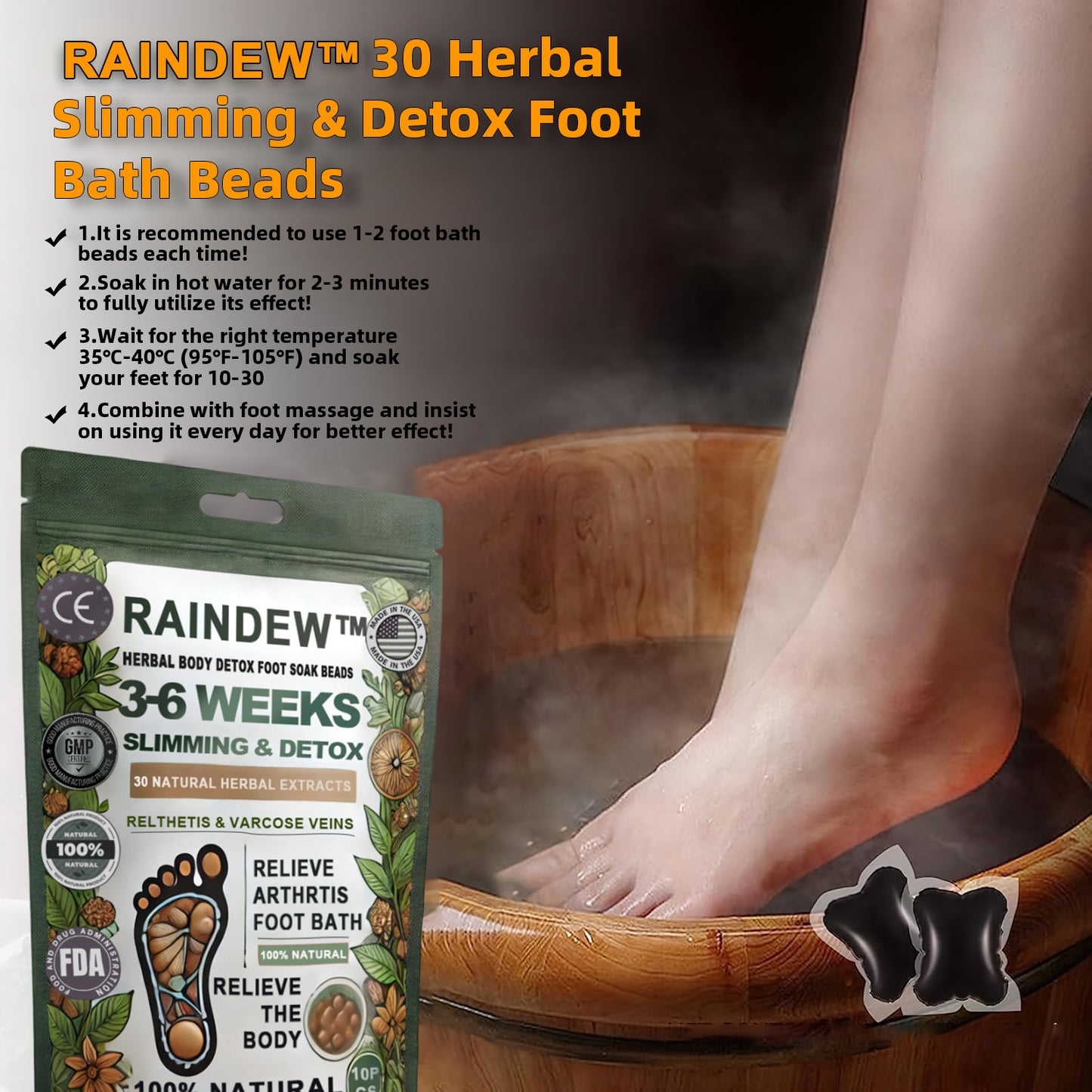 Raindew™ Herbal Body Detox Foot Soak Beads🦵👩‍⚕️(𝐋𝐀𝐍𝐀 𝐂𝐞𝐫𝐭𝐢𝐟𝐢𝐜𝐚𝐭𝐢𝐨𝐧,𝗟𝘆𝗺𝗽𝗵𝗮𝘁𝗶𝗰 𝗔𝘀𝘀𝗼𝗰𝗶𝗮𝘁𝗶𝗼𝗻 𝗼𝗳 𝗔𝗺𝗲𝗿𝗶𝗰𝗮)