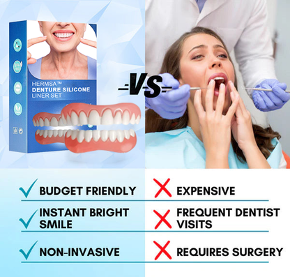 🦷🦷Hermsa™ Denture Silicone Liner Set (Top & Bottom Teeth)😃Confidantiy smile with Reazeal😃